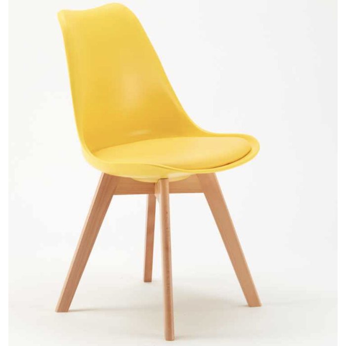 Silla natural y amarilla con cojín de piel sintética anko - juego de 2