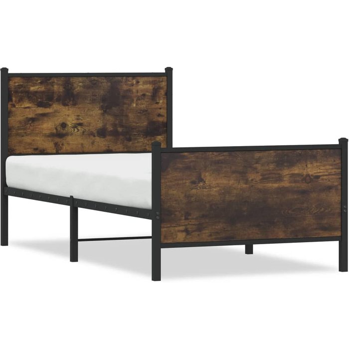 Estructura de cama sin colchón metal roble ahumado 75x190 cm — comfortxl