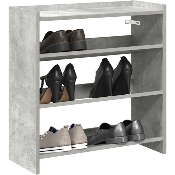 Zapatero gris hormigón de 60x25x62 cm, fabricado en madera de ingeniería.