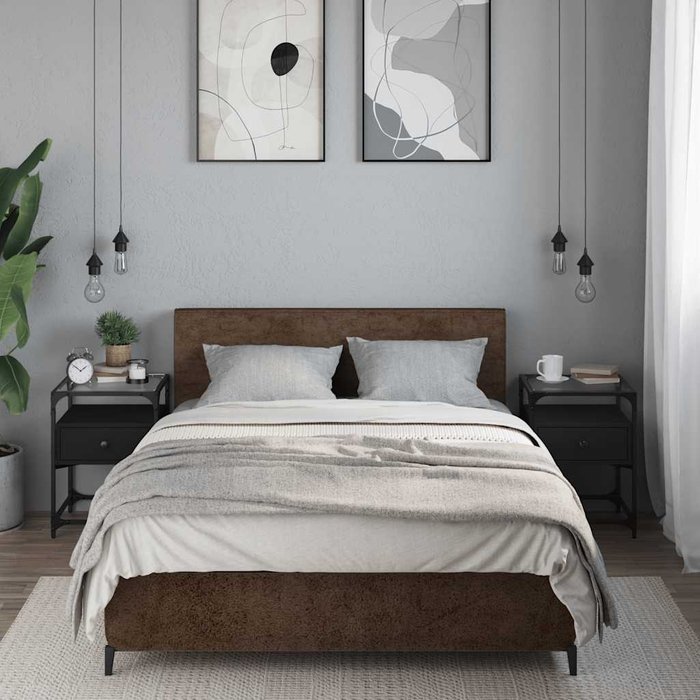 Mesitas de noche negras de 2 piezas, 40x40x55 cm, madera de ingeniería.