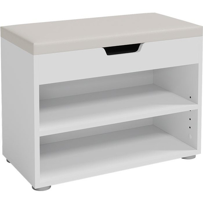 Vicco banco para zapatos rolfe, blanco, 60 x 45 cm