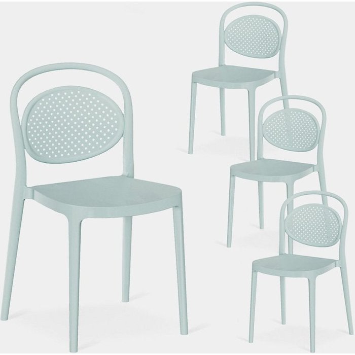 Packs 4 sillas polipropileno menta 43 x 80 cm