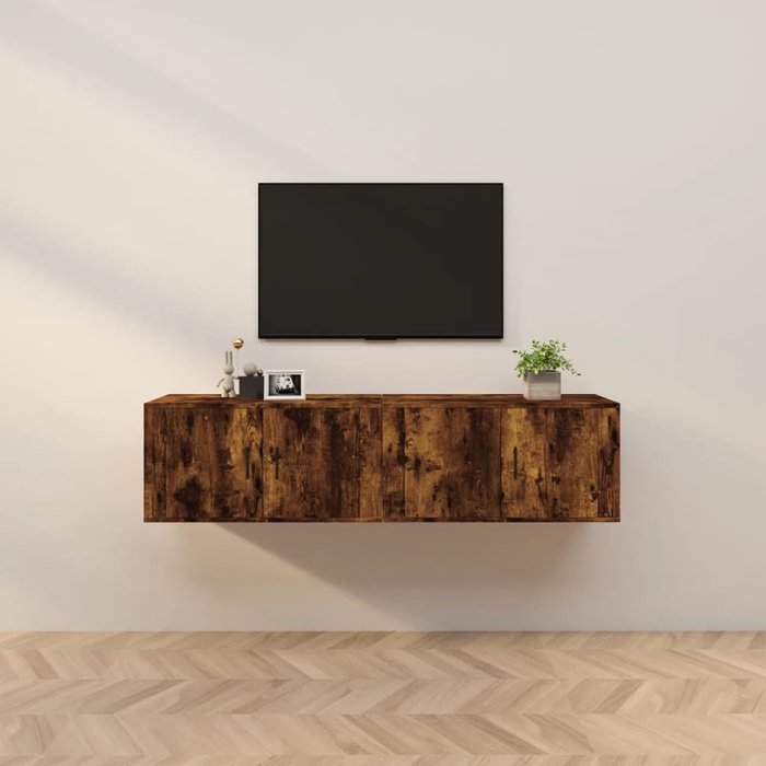 Vidaxl muebles para tv de pared 2 uds roble ahumado 80x34,5x40 cm