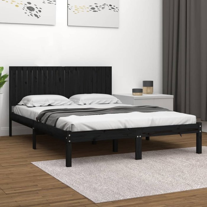 Estructura de cama de madera maciza de pino negro 200x200 cm vidaxl