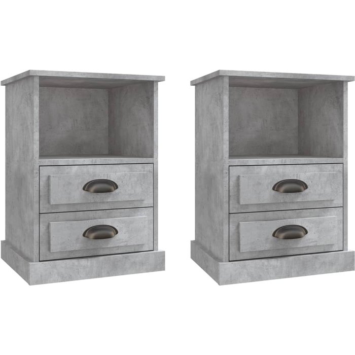 Mesitas de noche 2 piezas gris hormigón 43x36x60 cm