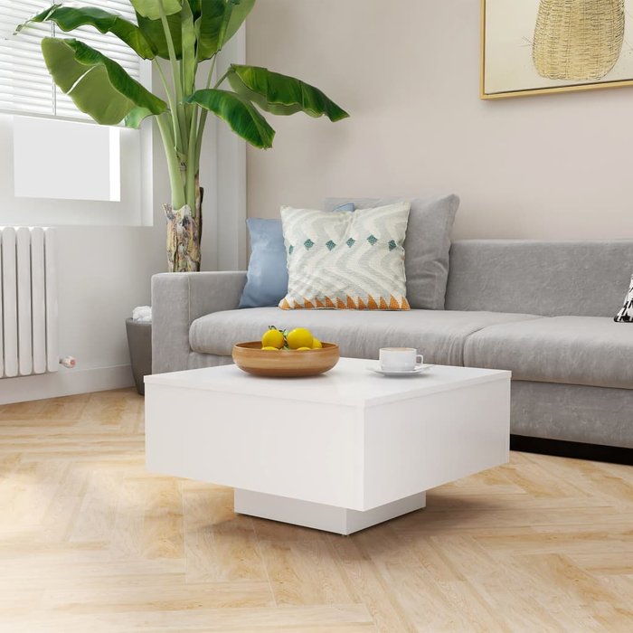 Mesa de centro aglomerado blanco 60x60x31,5 cm