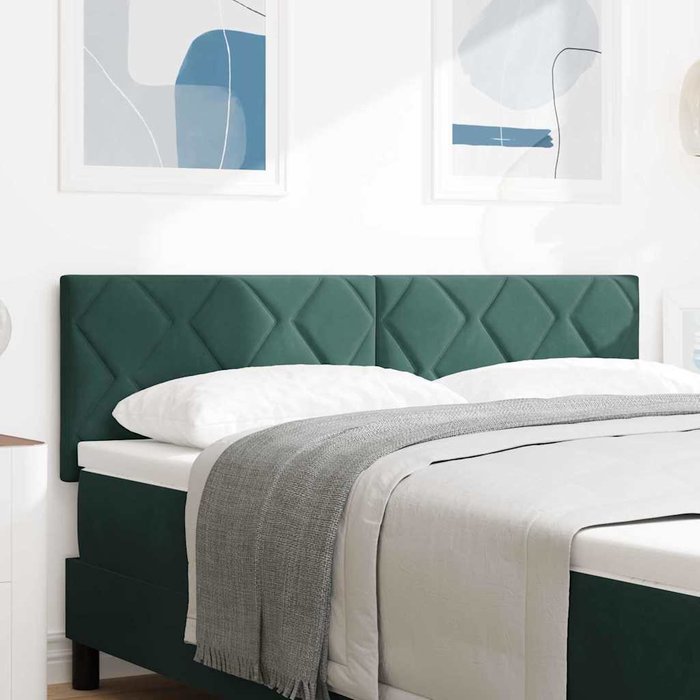 Cabecero led verde oscuro 160 cm terciopelo vidaxl