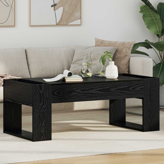 Mesa de centro, roble negro, 110 x 50 x 41 cm, madera de ingeniería.