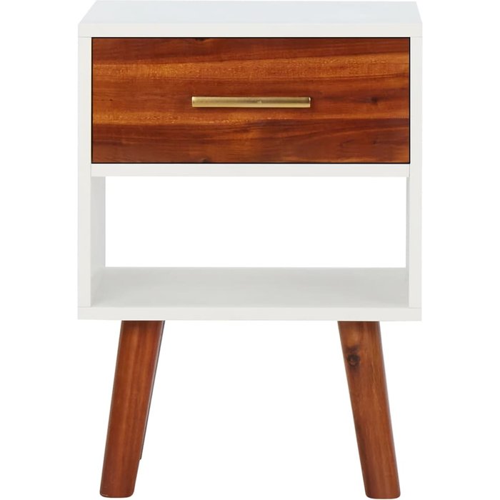 Mesita de noche madera maciza de acacia 40x30x57 cm