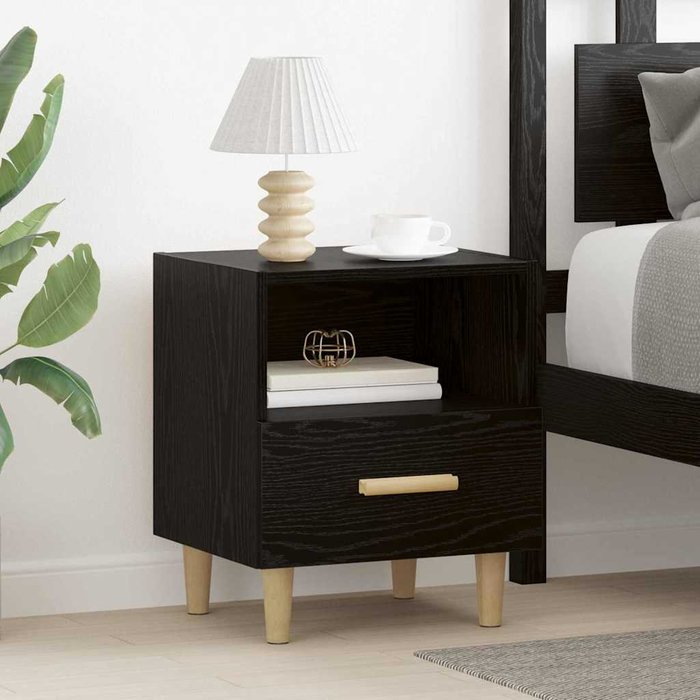 Maison exclusive - armario de noche con cajón 2 pcs roble negro 40 x 35 x 47 cm