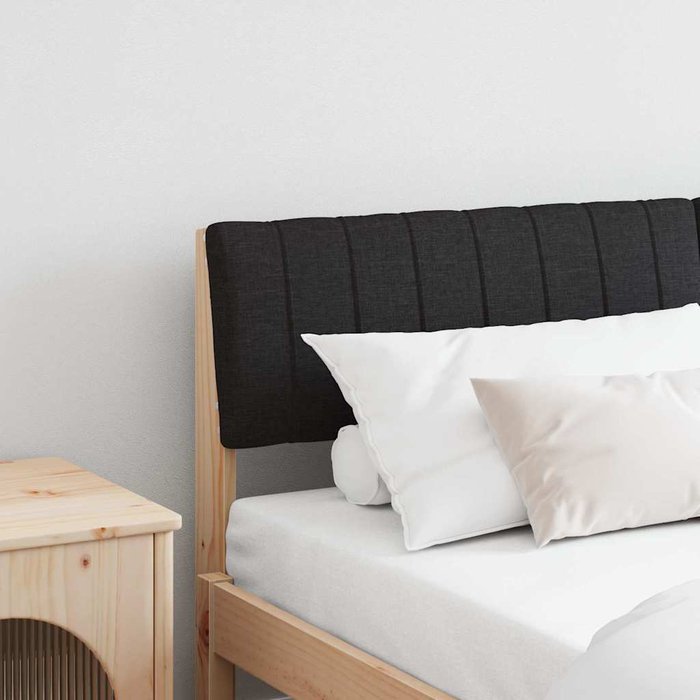 Cabecero tapizado negro 150 cm madera de pino macizo