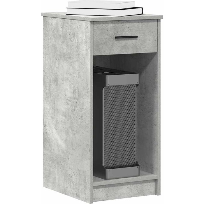 Soporte para torre de ordenador con cajón, color gris hormigón, 35x45x77 cm
