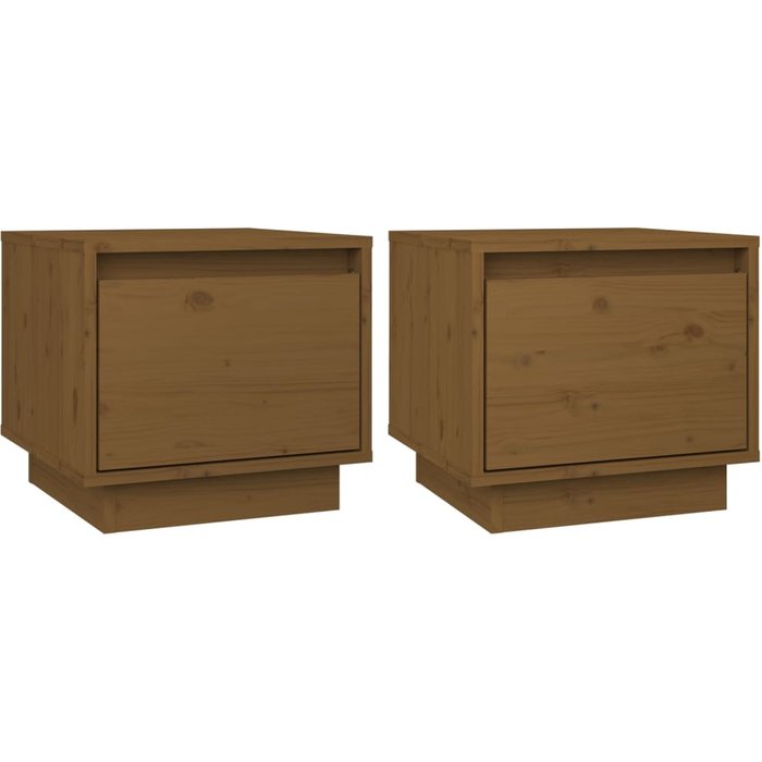 Mesitas de noche 2uds marrón miel 35x34x32cm madera maciza de pino