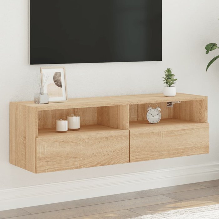 Mueble de tv de pared de roble sonoma, 100x30x30 cm, madera de ingeniería