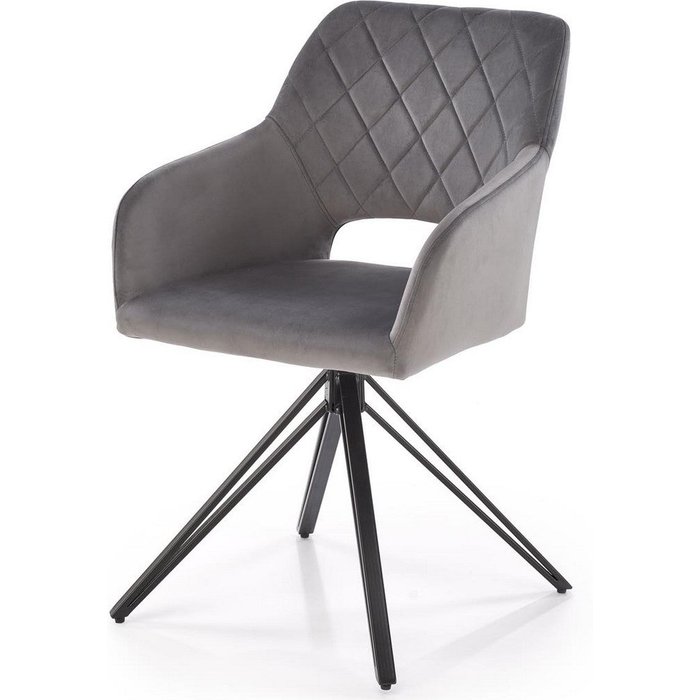 Silla de comedor giratoria de diseño en terciopelo gris viktor
