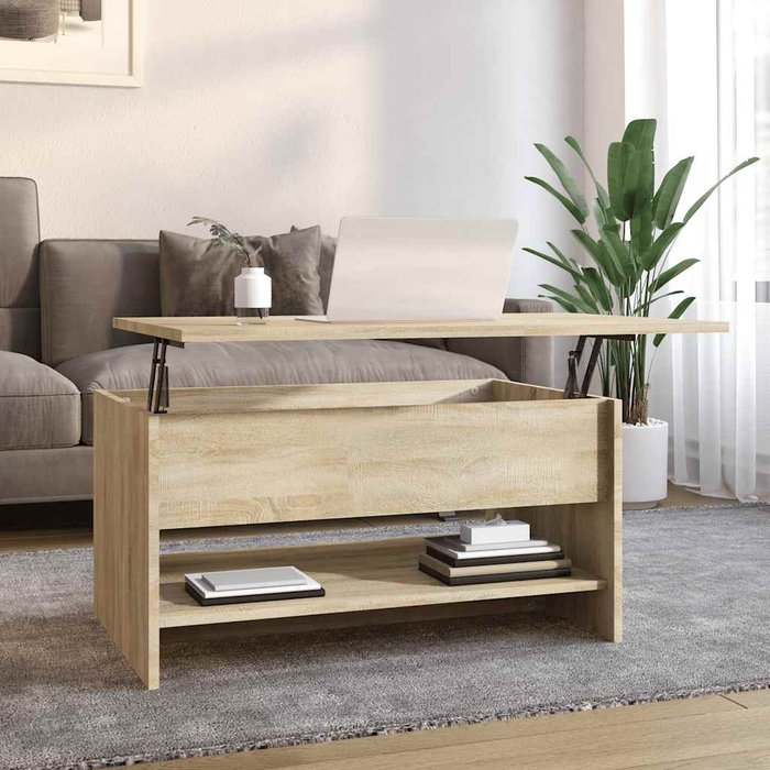 Mesa de centro madera contrachapada roble sonoma 80x50x40 cm