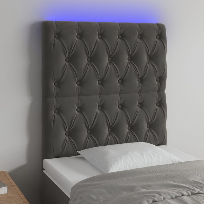 Cabecero led gris oscuro 80x7x118/128 cm terciopelo