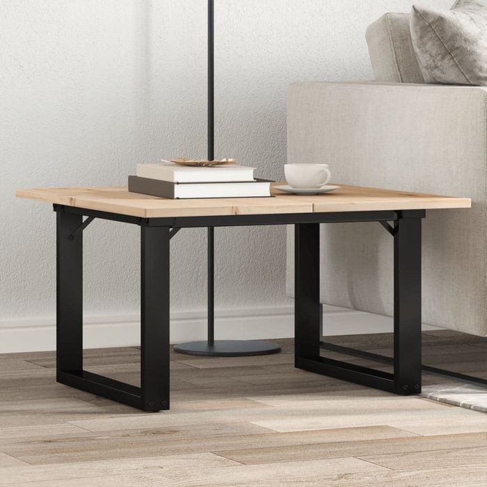Maison exclusive - mesa de centro marco o madera maciza pino y acero 60x60x40 cm