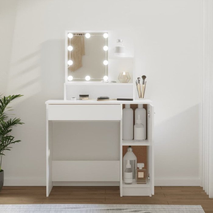 Vidaxl tocador con led blanco 86,5x35x136 cm