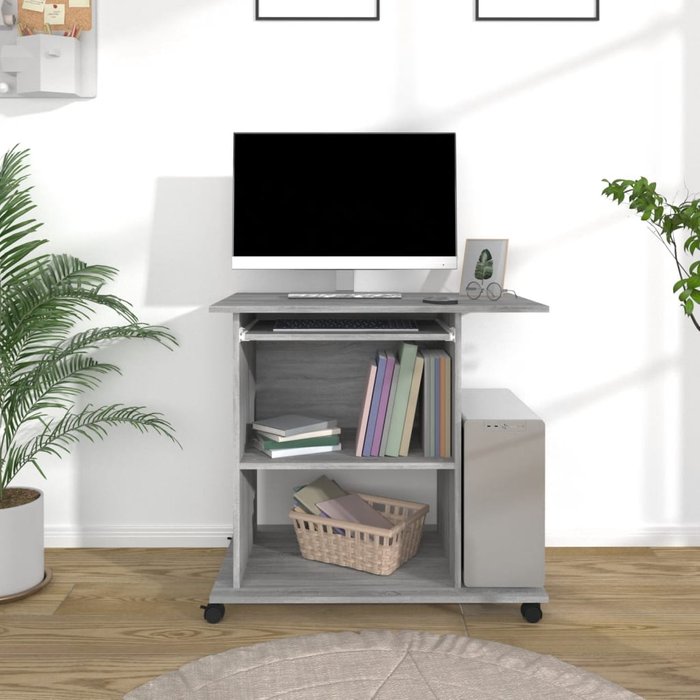 Escritorio para ordenador sonoma gris, 80x50x75 cm, madera de ingeniería.