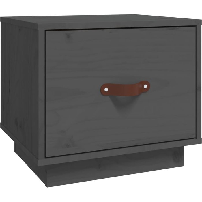 Mesita de noche gris 40x34x35 cm madera maciza de pino