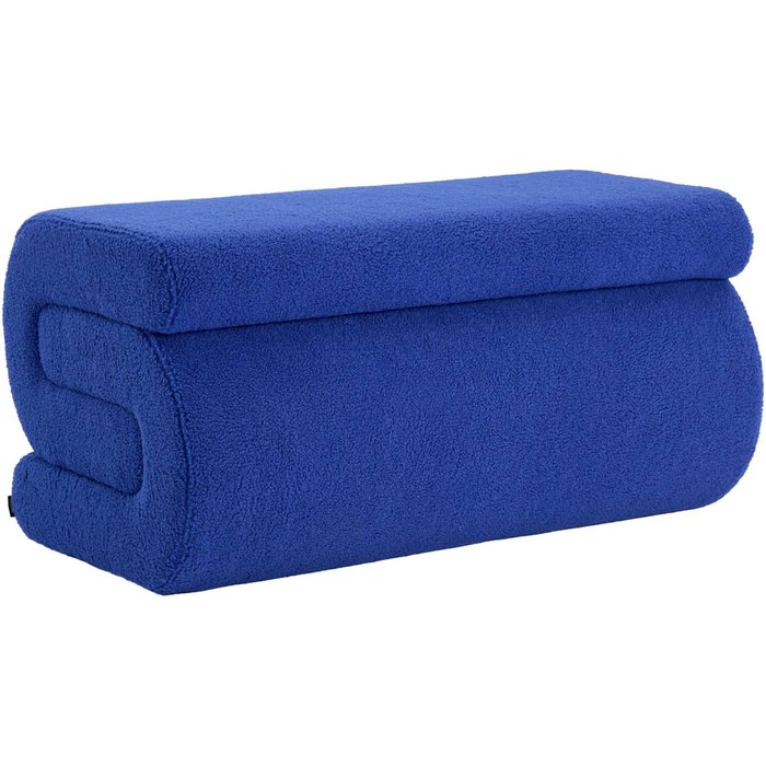 Banco de diseño con revestimiento borreguito, 1-2 plazas azul - 92x50x45 cm