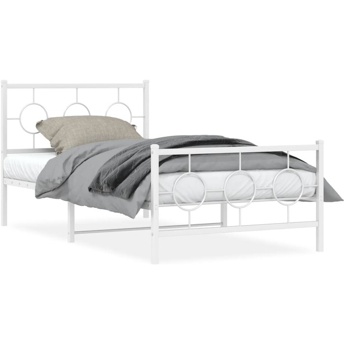 Estructura cama sin colchón con estribo metal blanco 100x190 cm — comfortxl