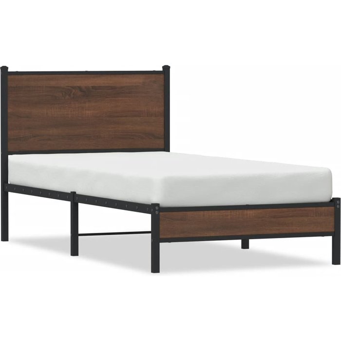Maison exclusive - estructura de cama sin colchón metal marrón roble 75x190 cm