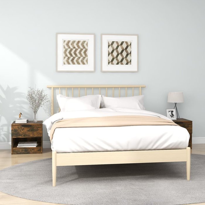 Mesitas de noche de 2 piezas, roble ahumado, madera de ingeniería.