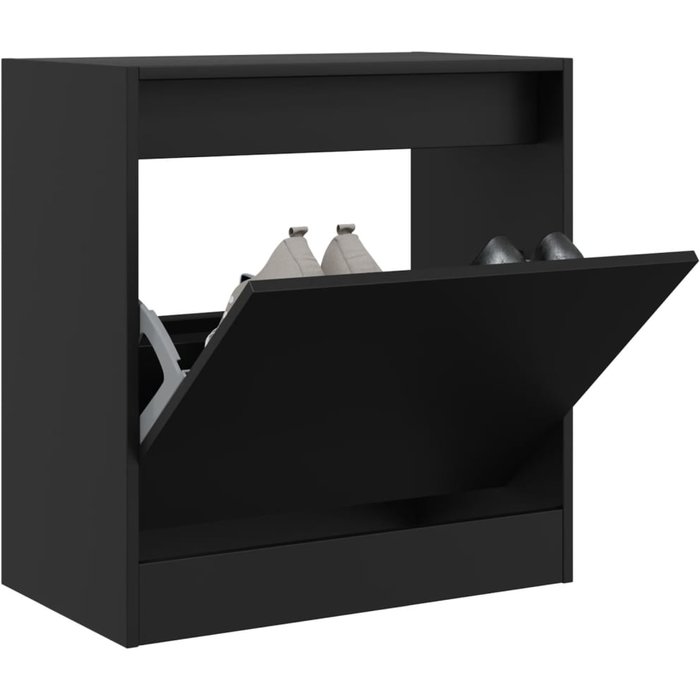 Zapatero negro 60x34x63,5 cm de madera contrachapada