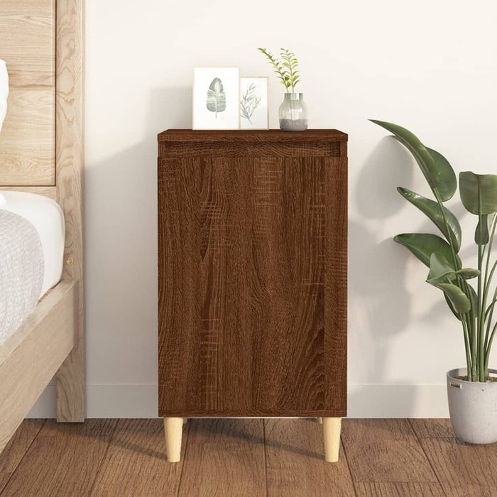 Mesita de noche de roble marrón, 40x35x70 cm, madera de ingeniería.