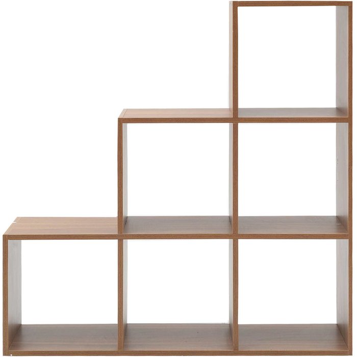 Estantería librería rebecca mobili mdf 6 compartimientos marrón 97,5x97,5x29