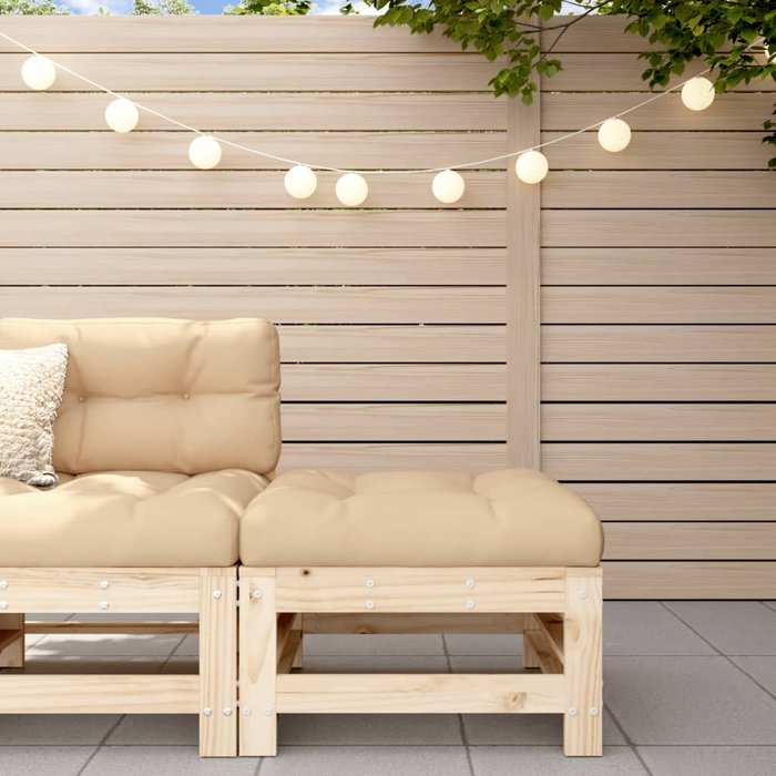 Reposapiés de jardín con cojín de madera maciza de pino