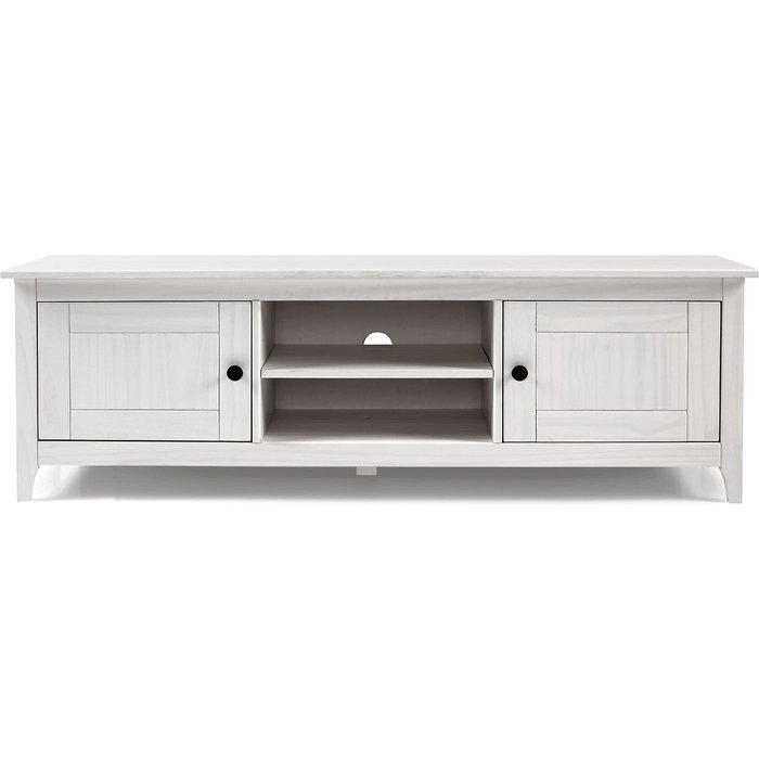 Buyqualia mesa tv osma, 2 puertas 2 huecos, 45x180x35, blanco abierto (grande)