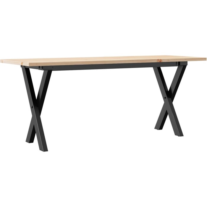 Mesa de centro marco x madera maciza pino y acero 110x40x45 cm - comfortxl