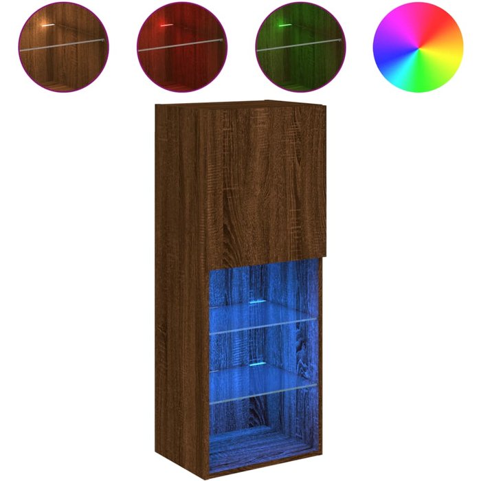 Mueble de tv con luces led en roble marrón 40,5x30x102 cm - comfortxl