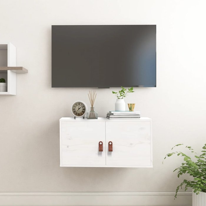 Mueble de pared blanco 60x30x30 cm madera maciza de pino