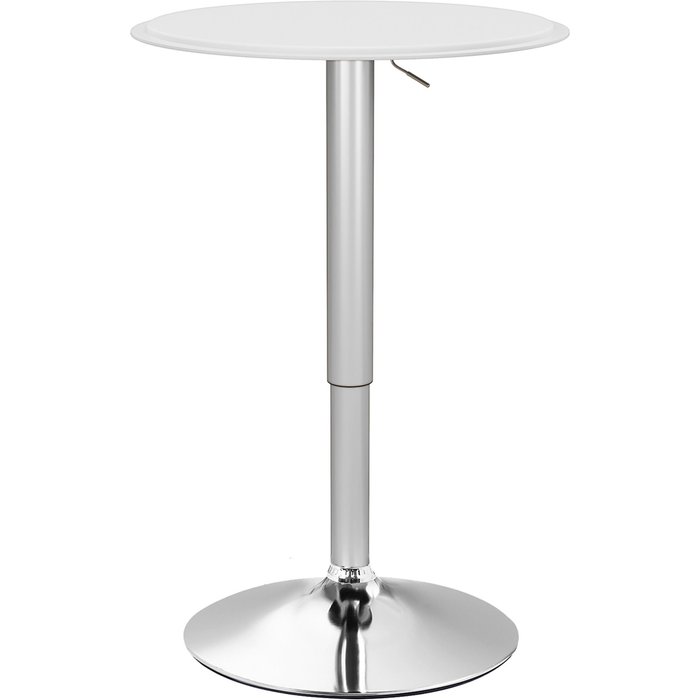 Mesa de bar homcom metal cromado, pu blanco 63x63x93 cm 83a-118v00wt