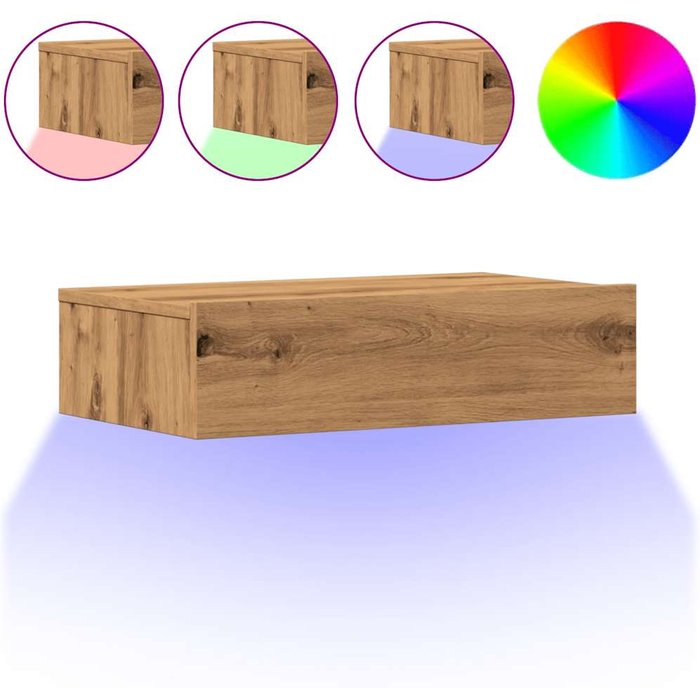 Muebles de tv con luces led 2 uds roble artisan 60x35x15,5 cm - comfortxl