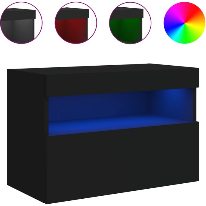Mueble de tv de pared con iluminación led negra 60x30x40 cm - comfortxl