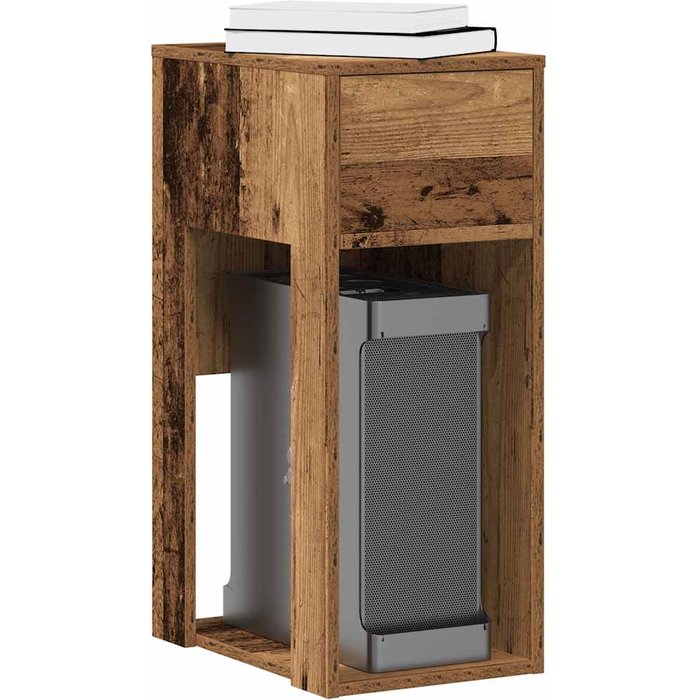 Soporte torre ordenador con cajón madera vieja 30x44x74 cm