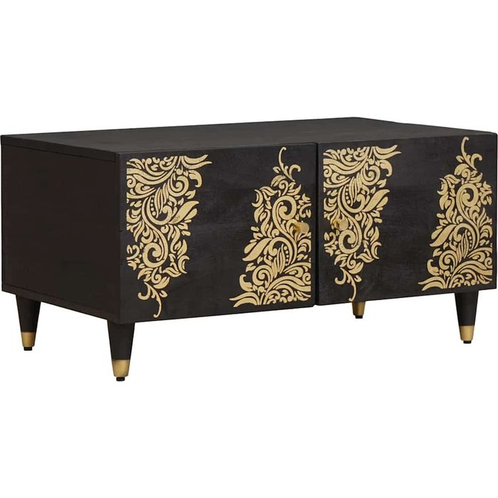 Mesa de café negro 80 x 50 x 40 cm madera de mango maciza vidaxl