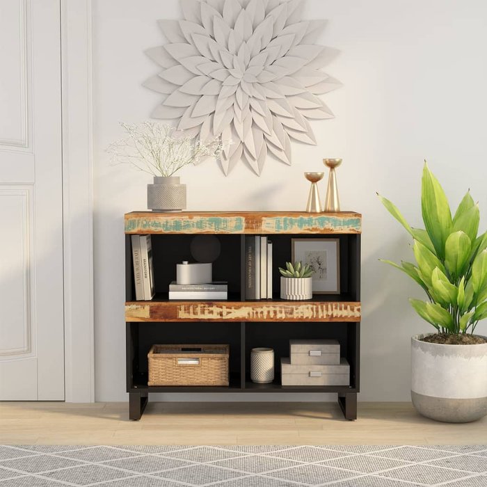 Mueble auxiliar de 85x33x75 cm, madera maciza reciclada. - pangivo