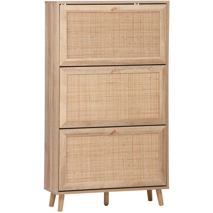 Mueble zapatero de caña natural - 75x26x131 cm