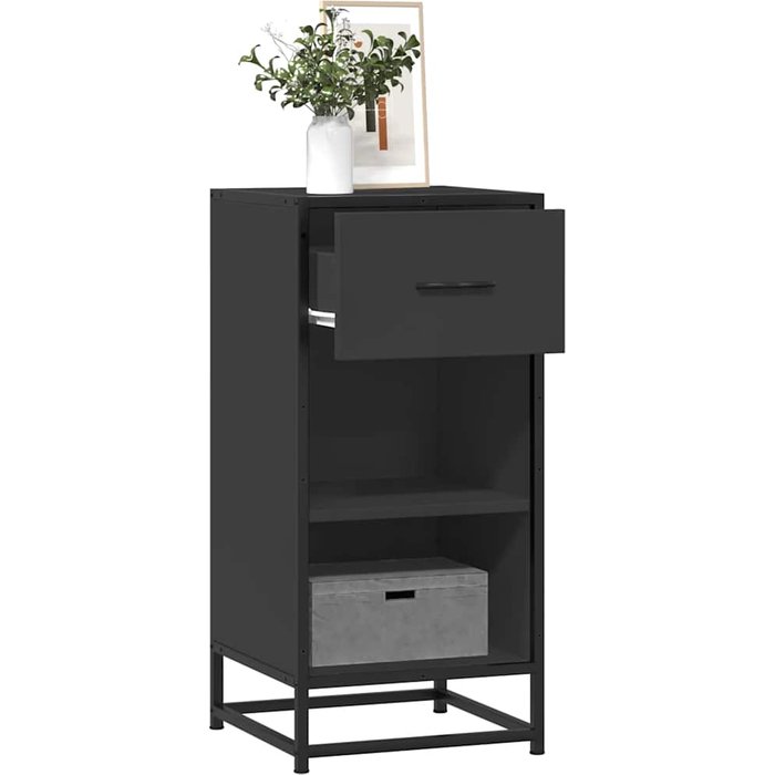 Maison exclusive - aparador de madera de ingeniería y metal negro 35,5x35x76 cm