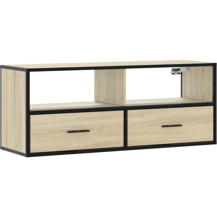 Mueble tv madera ingeniería y metal roble sonoma 100x31x39,5 cm - comfortxl