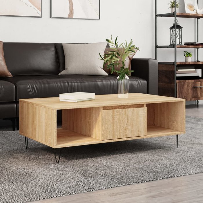 Mesa de centro madera de ingeniería roble sonoma 104x60x35 cm - comfortxl