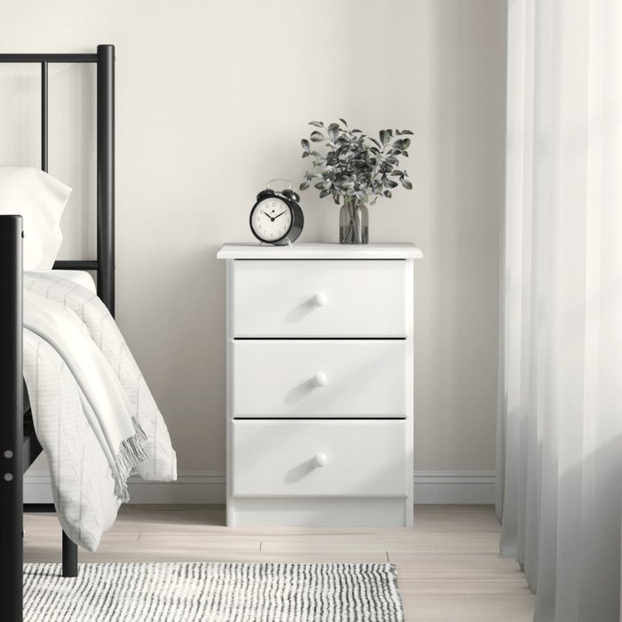 Vidaxl mesita de noche alta madera maciza de pino blanco 41x35x55,5 cm