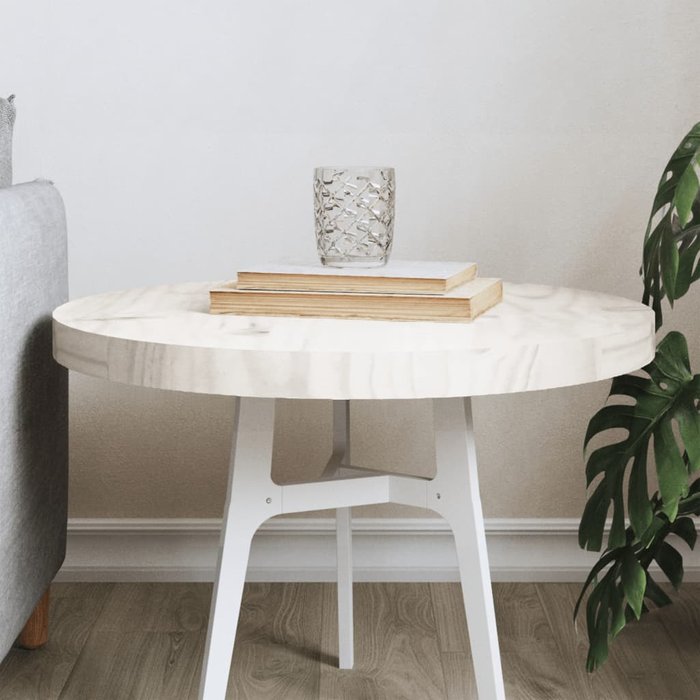 Tablero de mesa redondo madera maciza de pino blanco ?50x3 cm - comfortxl