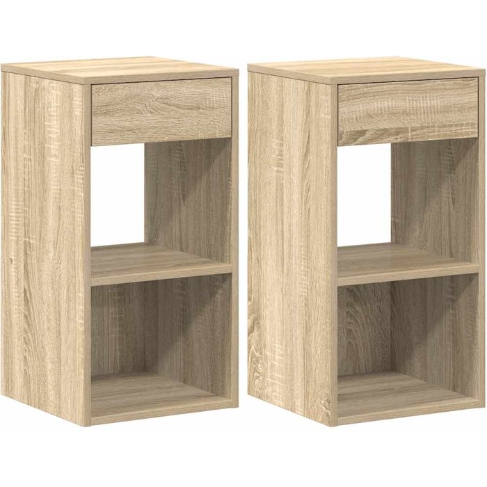 Mesillas de noche con cajón 2 uds roble sonoma 35x34x66,5 cm - comfortxl